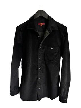 Men's Black Corduroy Button-Up Shirt